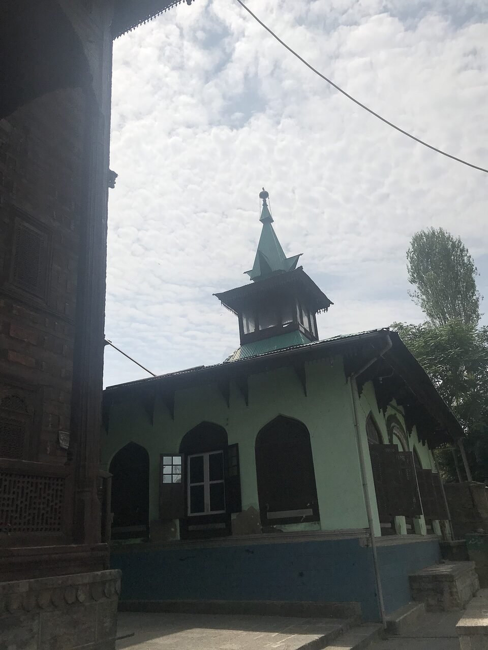 Detail of the wooden front of Khanqah-e-Moula in Srinagar