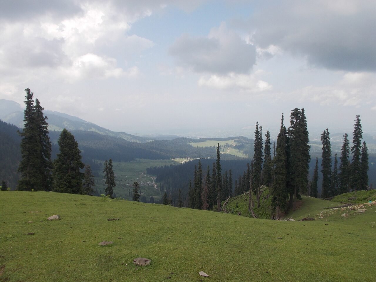 Looking across the upper meadows and ridges at Doodhpathri